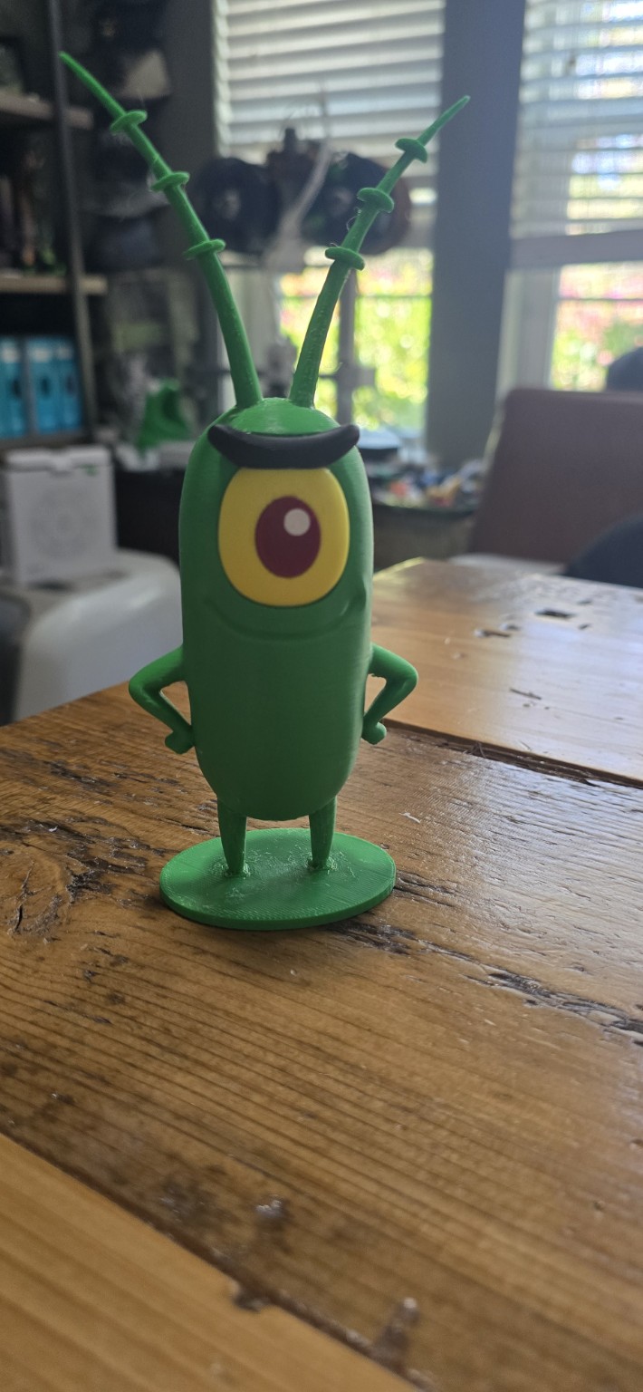 Green 3D printed cartoon character figure