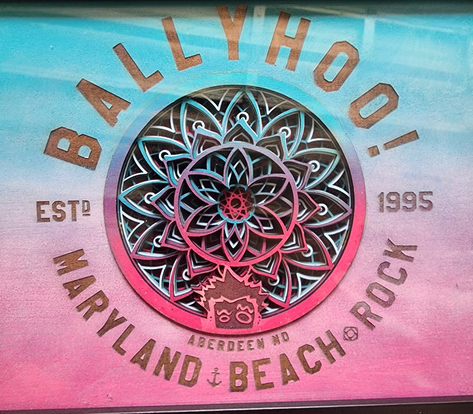 Ballyhoo-inspired engraved mandala artwork
