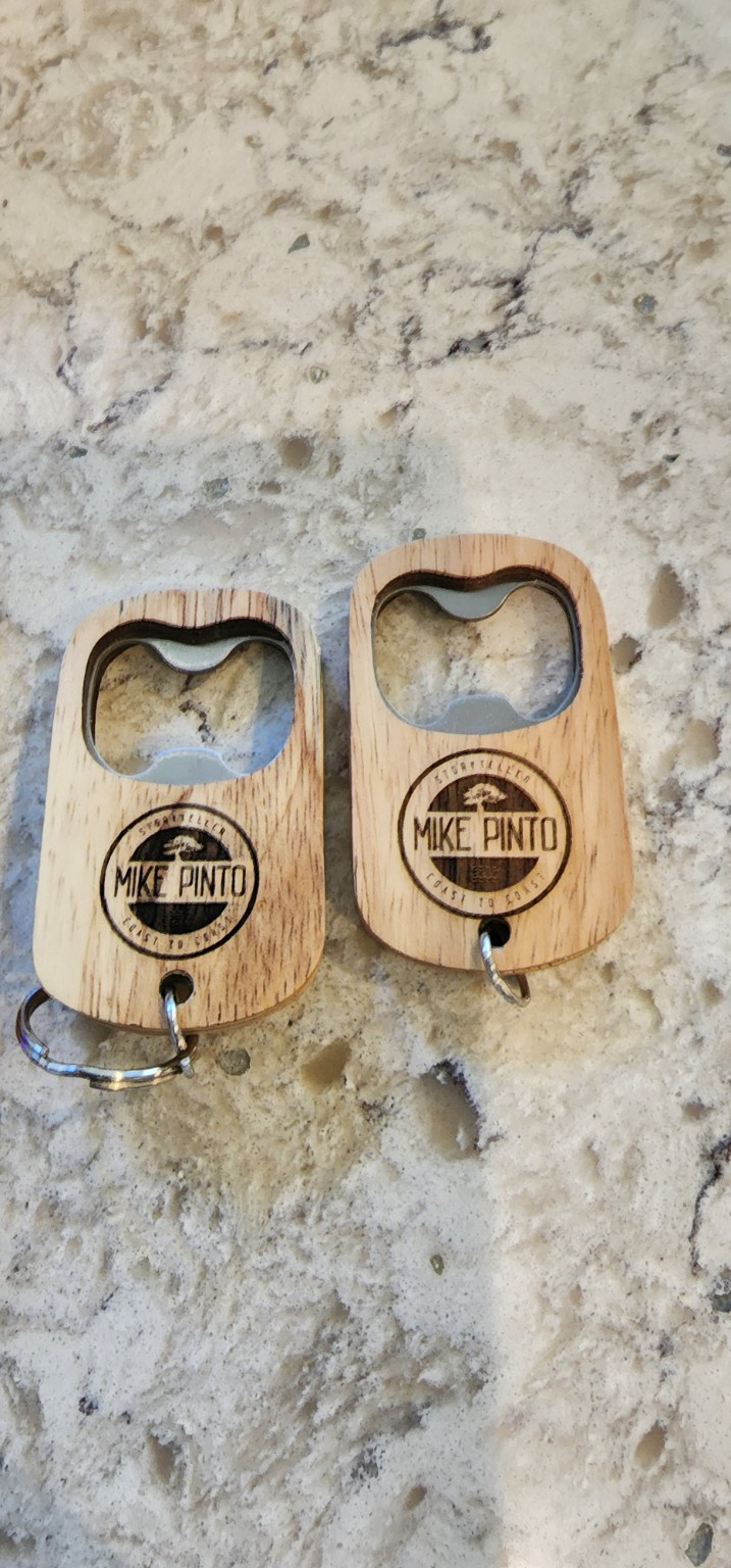 Pair of personalized engraved wooden bottle openers