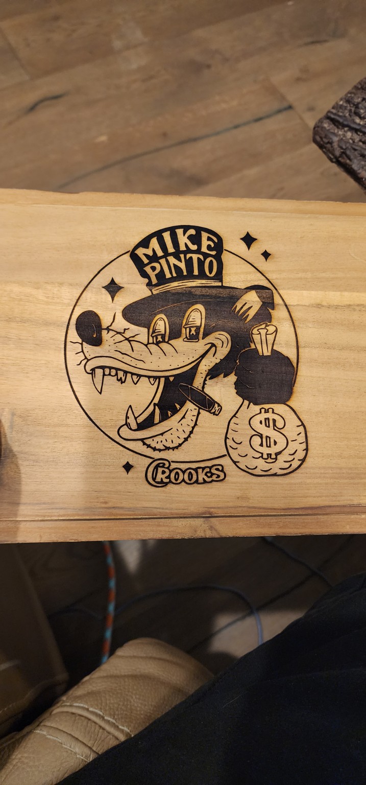 Personalized engraved wooden coaster with skeleton artwork